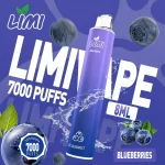 LIMI 7000 Puffs｜650mAh 可充電｜3.5%濃度｜16款口味 凍感藍莓