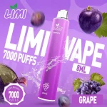 LIMI 7000 Puffs｜650mAh 可充電｜3.5%濃度｜16款口味 紫皮葡萄