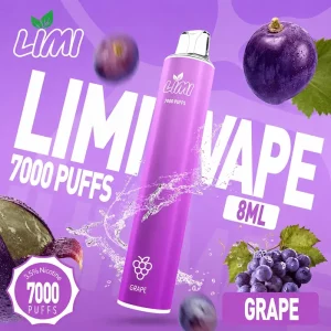 LIMI 7000 Puffs｜650mAh 可充電｜3.5%濃度｜16款口味 紫皮葡萄
